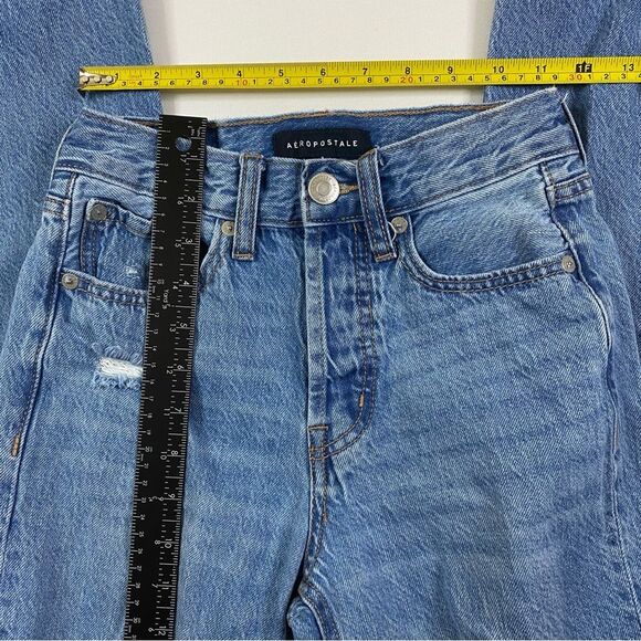 Aeropostale 90's Baggy Jeans Women's 000 Distressed Light Denim‎ High Waist Y2K - Picture 5 of 11